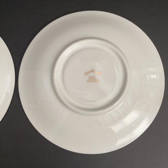Two Harleigh Bone China Saucers England Vintage Gold Green Design - Picture 6 of 7